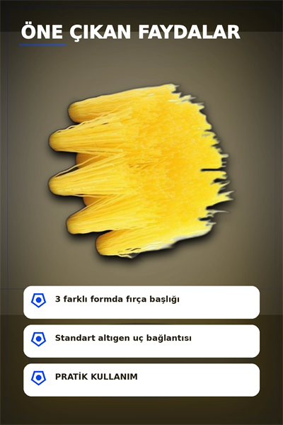 Yuvarlak Kafalı 3 Parça Matkap Temizlik Fırçası Seti Banyo Mutfak Araba Koltuk BX-313450