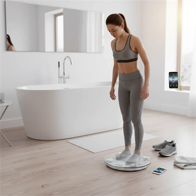 Yuvarlak Şeffaf Dijital Cam Baskül Terazi Tartı Hassas Ölçüm Modern Şık Tasarım