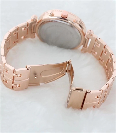 Zarif ve Şık Özel Tasarım Zirkon Taşlı Metal Bayan Kol Saati (rose)