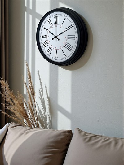 Zentime Siyah Asil Tasarım Roma Rakamlı 40 cm Metal Duvar Saati