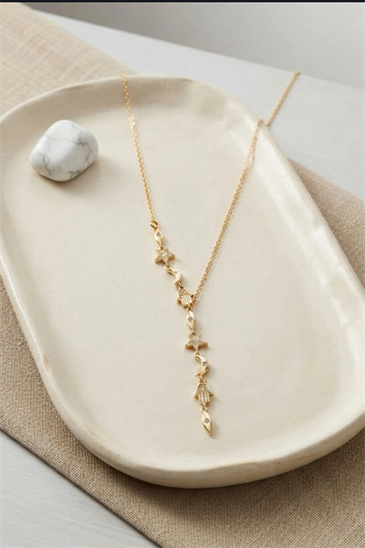Zirkon Taşlı 45 Cm Pirinç Gold Manifest Model Kolye - Kadın Takı Aksesuar BX-313625