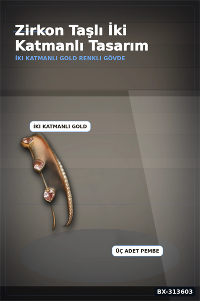 Zirkon Taşlı Kalp Kolye Ucu Gold Bileklik - Pirinç Materyal Kadın Aksesuarı BX-313603
