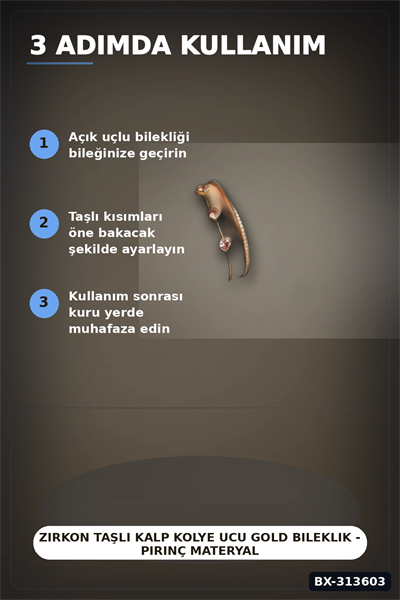 Zirkon Taşlı Kalp Kolye Ucu Gold Bileklik - Pirinç Materyal Kadın Aksesuarı BX-313603