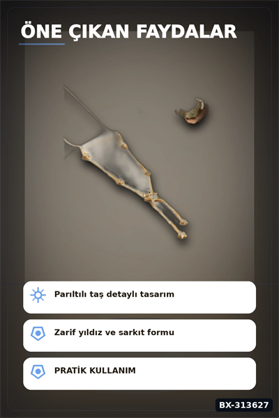 Zirkon Taşlı Yıldız Model Pirinç Kolye - 45 cm Zincir Uzunluğu, Kadın İçin BX-313627