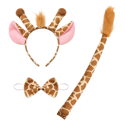 Zürafa Kosümü Aksesuar Seti 3 Lü - Taç Papyon Kuyruk