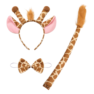 Zürafa Kosümü Aksesuar Seti 3 Lü - Taç Papyon Kuyruk