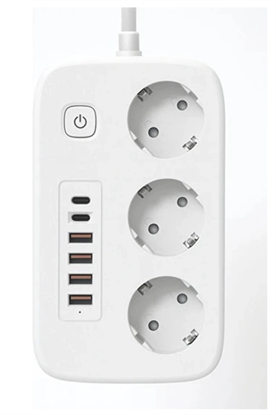 akım Korumalı Priz Ve Masaüstü Şarj İstasyonu Kablosuz 3 Priz ,4 Usb, 2 Type-c Girişli 2 Metre