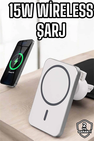 araç uyumlu Kablosuz 15W Taşınabilir Şarj Aleti Çift Kablo