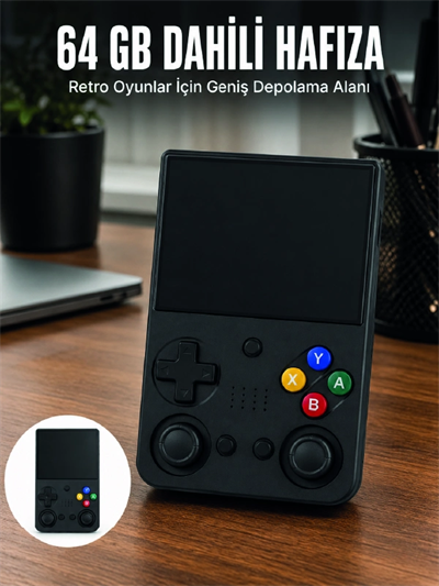 aşınabilir Retro El Oyun Konsolu 64GB Hafızalı IPS Ekranlı  Oyun Cihazı