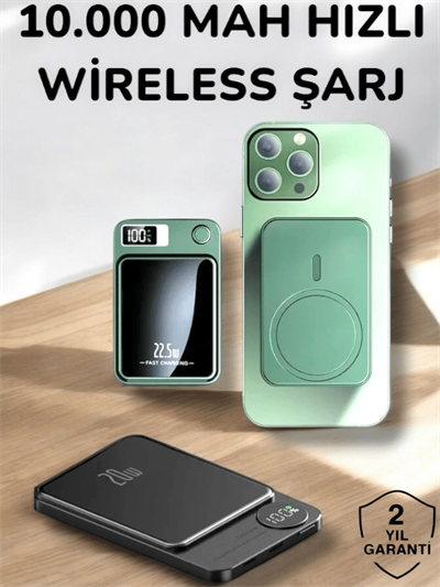 iOS Uyumlu 22.5W Hızlı Şarj Magsafe Powerbank Dijital Göstergeli 10.000 mAh