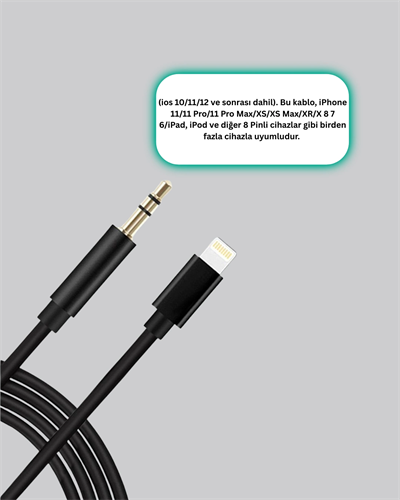 iPhone Uyumlu Lightning 3.5mm Aux Adaptör Kablo Stereo Ses Aktarım
