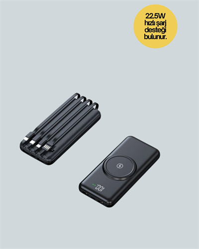 iPhone ve Android Uyumlu 10000mAh Powerbank – Hem Kablolu Hem Kablosuz
