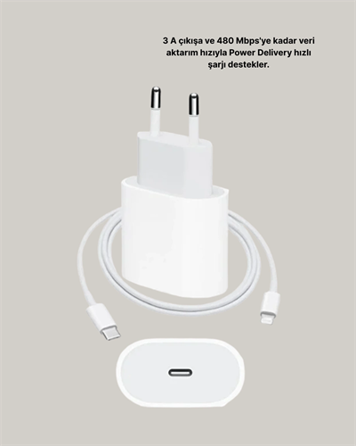 iPhone ve iPad Uyumlu 20W Güvenli USB-C Hızlı Şarj Adaptörü