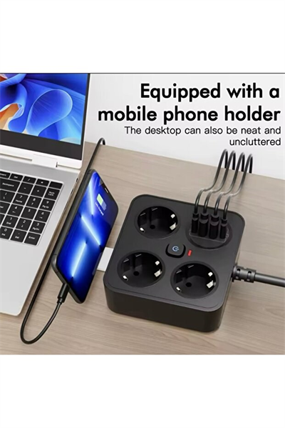 sonx Akım Korumalı Avrupa Tip-C USB Soket Kartı 2 Metre - Güvenli ve Uzun Kablo Çözümü