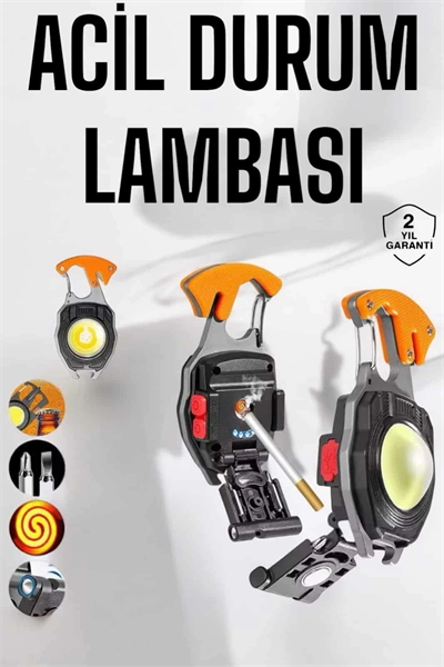 yeni nesil Kamp Feneri Çok Fonksiyonlu Fener Anahtarlık Usb Çakmaklı Cam Kırıcı Kemer Kesici Açacak