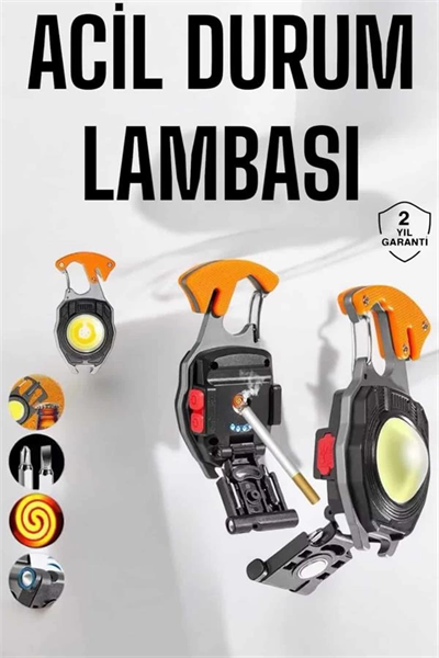 yeni nesil Kamp Feneri Çok Fonksiyonlu Fener Anahtarlık Usb Çakmaklı Cam Kırıcı Kemer Kesici Açacak