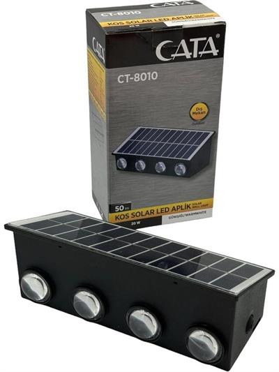 Cata CT-8010 Kos Solar LED Aplik Gün Işığı 50LM 20W Güneş Enerjili Ev / Bahçe / Ofis Duvar Şarjlı Dış Cephe Aydınlatma 3200K IP65