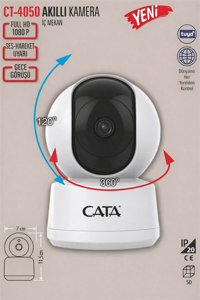 Cata CT-4050 360 Derece Dönebilen Wi-Fi Akıllı IP Kamera