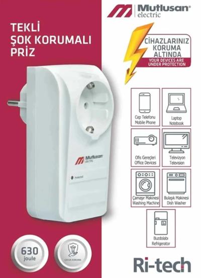 Mutlusan Ri-Tech Tekli Akım Korumalı Priz