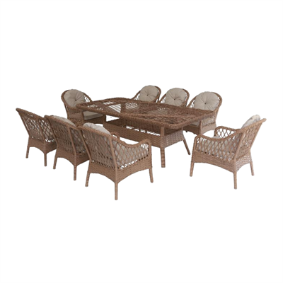 Astra Rattan Yemek Takımı / Dikdörtgen Masalı 100x200 cm
