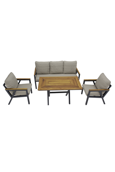 Rosa Alüminyum Iroko Oturma Grubu 3+1+1