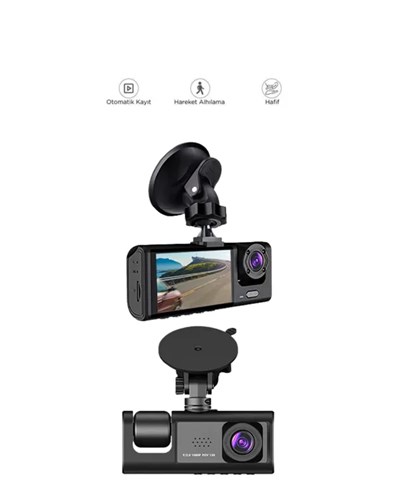1. 3 Kameralı Full HD Araç Kamerası – Ön, İç ve Arka Görüş ile %100 Kapsama