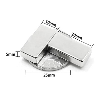10 Adet 20x10x5 mm Neodyum Magnet N35 Güçlü Mıknatıs Köşeli ve Dayanıklı Nikel Kaplama