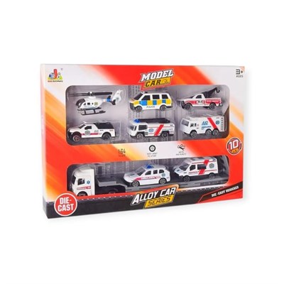 10 Parça Araç Taşıyan Tır Seti - Die Cast