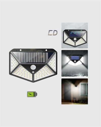 100 LED Güneş Enerjili Bahçe Lambası – PIR Sensörlü, IP65 Su Geçirmez Dış Mekan Aydınlatma