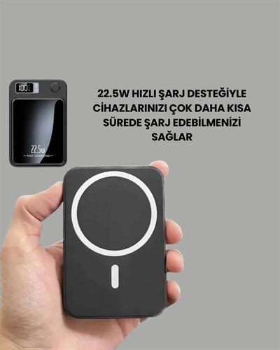 10000mAh Kapasiteli Manyetik USB-C ve Kablosuz Powerbank W09