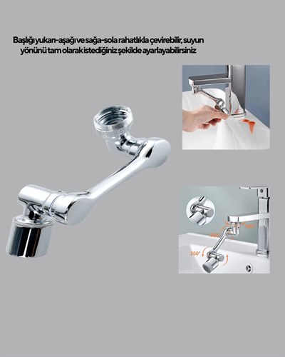 1080° Dönebilen Musluk Başlığı Robotik Kol Havalandırıcı Çok Yönlü Su Yönlendirme