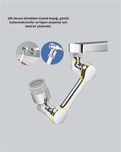 1080° Dönebilen Püskürtme Filtreli Musluk Başlığı Su Tasarruflu