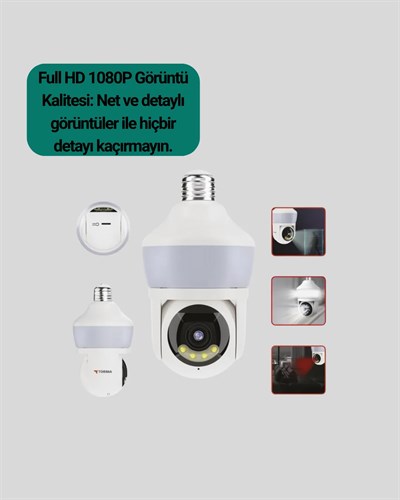 1080P Görüntü Kaliteli Wi-Fi Ampul Tipi Güvenlik Kamerası