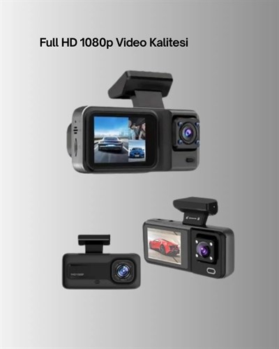 1080P Üç Kameralı Araç Kamerası Wi-Fi Destekli Park Modu ve G-Sensörlü