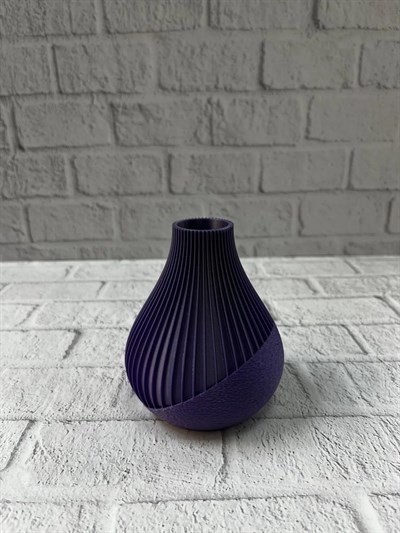 11 cm Mor Minimal Çizgili Vazo Masa Üstü Şık Dekor Objesi