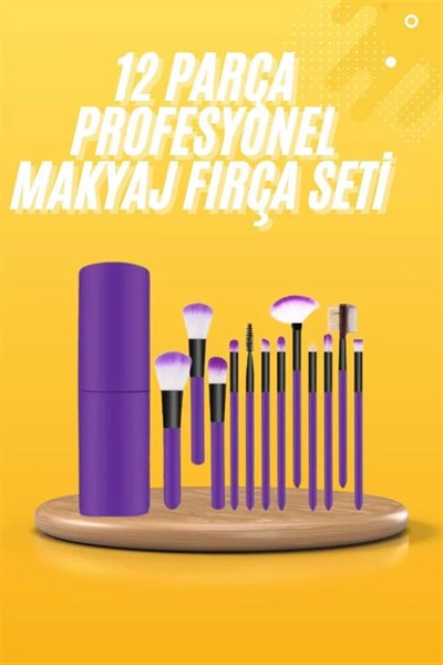 12 Parça Makyaj Fırçası Yumuşak Kıllı Profesyonel Fırça Seti Yüksek Kaliteli Pürüzsüz