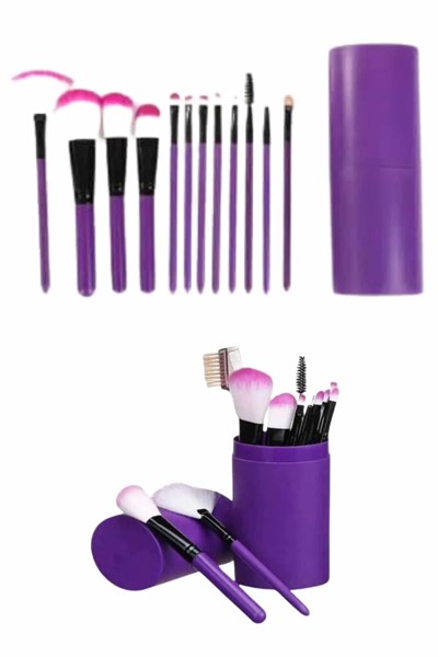 12 Parça Makyaj Fırçası Yumuşak Kıllı Profesyonel Fırça Seti Yüksek Kaliteli Pürüzsüz