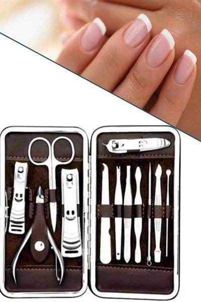 12 Parça Manikür Pedikür Seti Özel Deri Çanta El Ayak Bakımı Akne ve Sivilce Temizleme