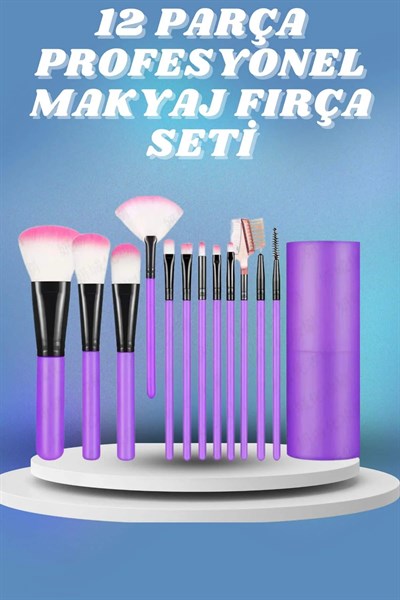 12 Parça Yumuşak Uçlu Makyaj Fırça Set-Göz ve Yüz Makyajı İçin Fırça Seti Profesyonel Makyaj Seti