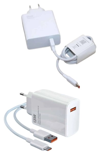 120 Watt Turbo Hızlı Şarj Aleti Seti Hızlı Şarj Adaptörü Beyaz