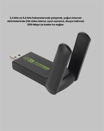 1200 Mbps Dual Band WiFi Adaptör – 5.8G & 2.4G Çift Antenli