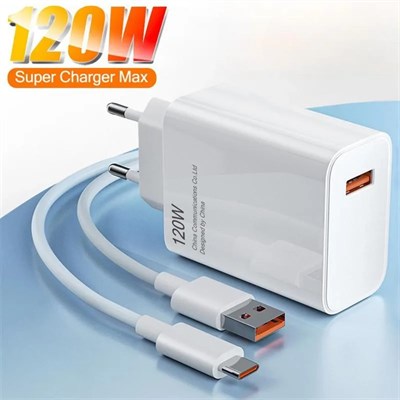 120W Turbo Saniye Göstergeli Hızlı Şarj Aleti Adaptör Kablo Set