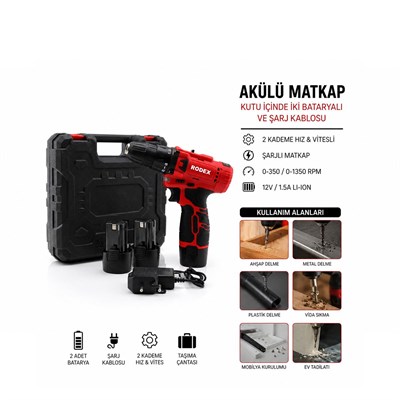 12V Çift Bataryalı Şarjlı Matkap (2 Kademe Hız)