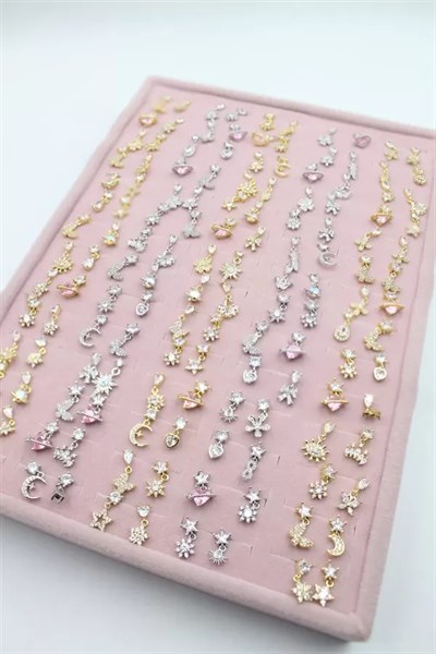 140lı Standlı Sallantılı Tragus Küpe - ÇOK RENKLİ