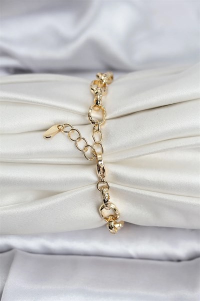 14K Gold Renk Kaplama Lazerli Zincir Model CM Kadın Bileklik