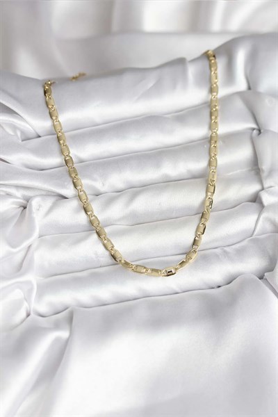 14K Gold Renk Kaplama Plaka Ezme Model Zincirli CM Kadın Kolye