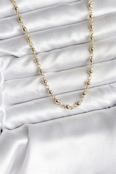 14K Gold Renk Kaplama Topçuklu Zincir Model CM Kadın Kolye
