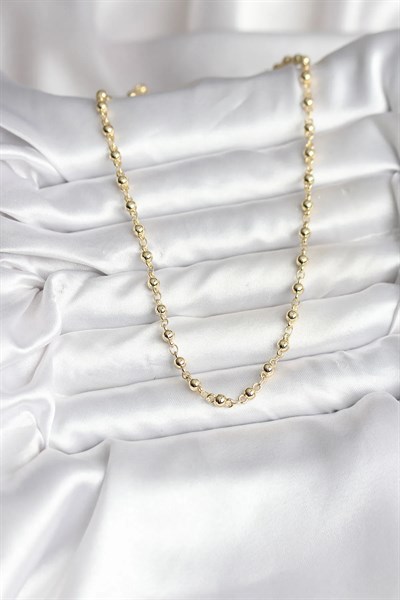 14K Gold Renk Kaplama Topçuklu Zincir Model CM Kadın Kolye