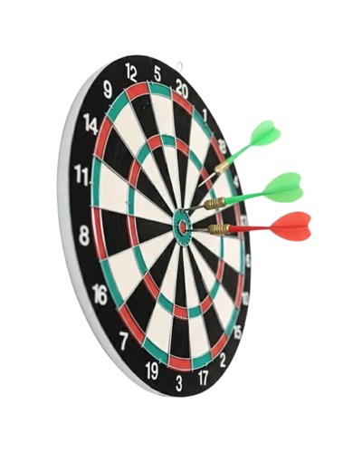 15 İnç Dart Tahtası 4 Metal Uçlu Dart Oku Dayanıklı Ahşap Gövde