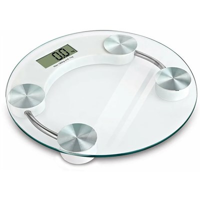 150 Kg Kapasiteli Yuvarlak Şeffaf Dijital Banyo Cam Baskül Terazi Tartı
